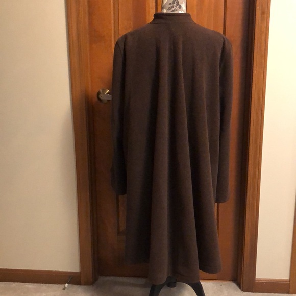 Les Copains double-breasted trapeze coat w mandarin collar in brown wool blend - Picture 2 of 16